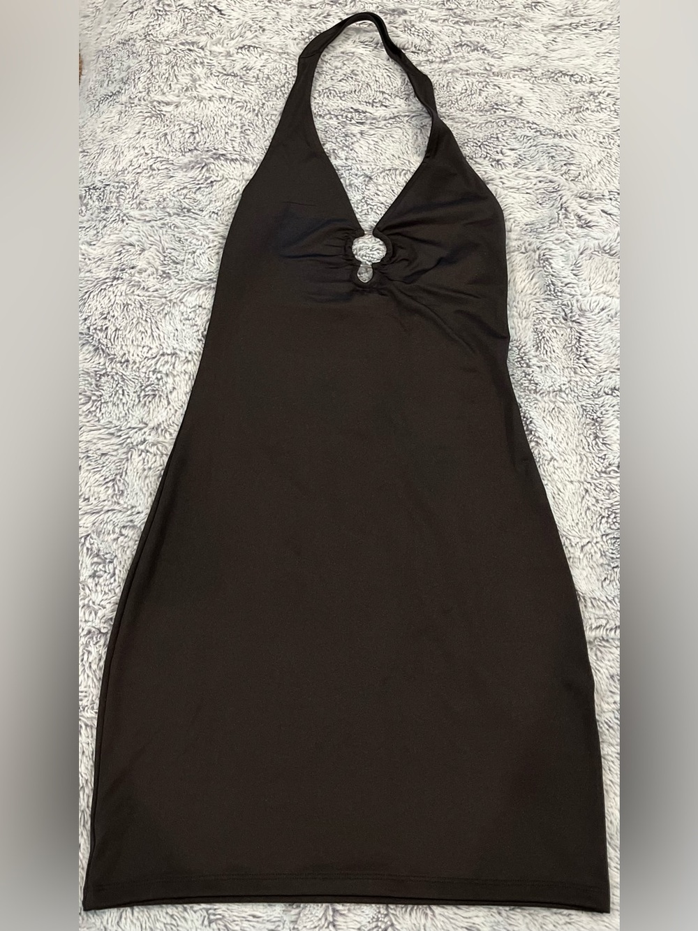 Black Halter Dress with Front Ring